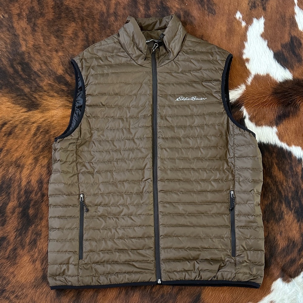 Eddie Bauer Men's Olive Quilted Vest
